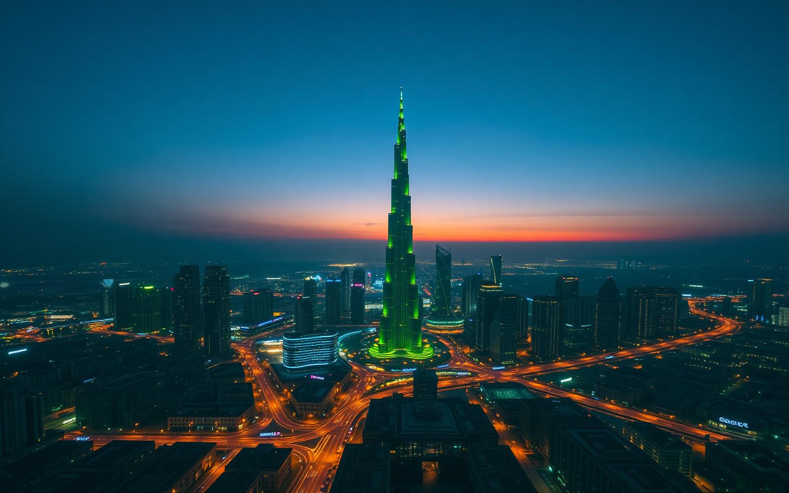 Dubai skyline at dusk
